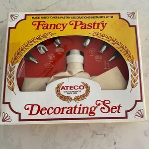Vtg Ateco Fancy Cake Pastry 6-Designs Professional Decorating Set with Flex Bag
